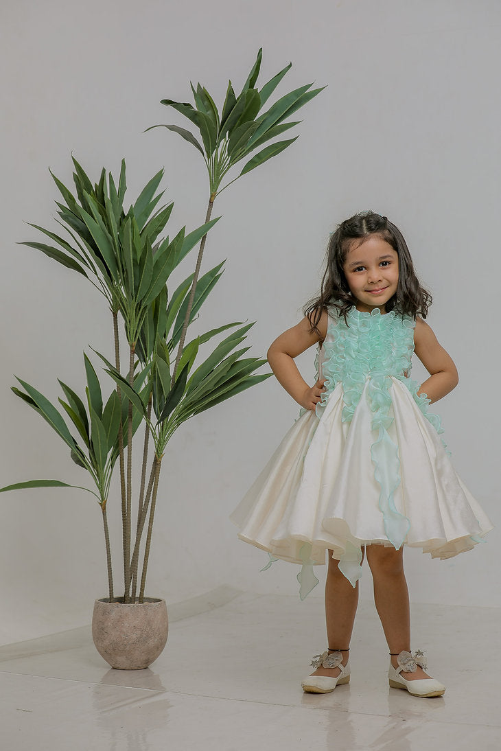 White Blue Ruched Dress