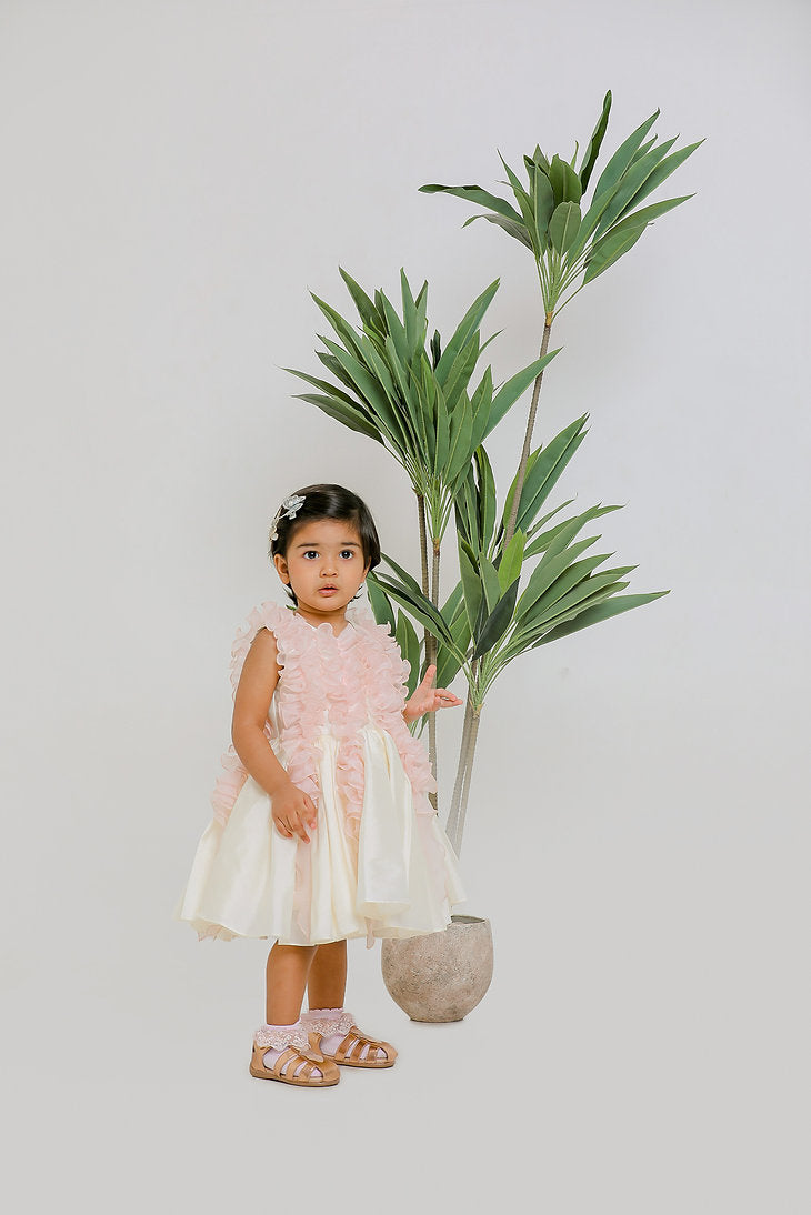 White Pink Ruched Dress