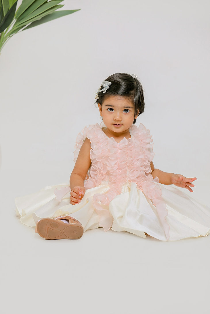 White Pink Ruched Dress