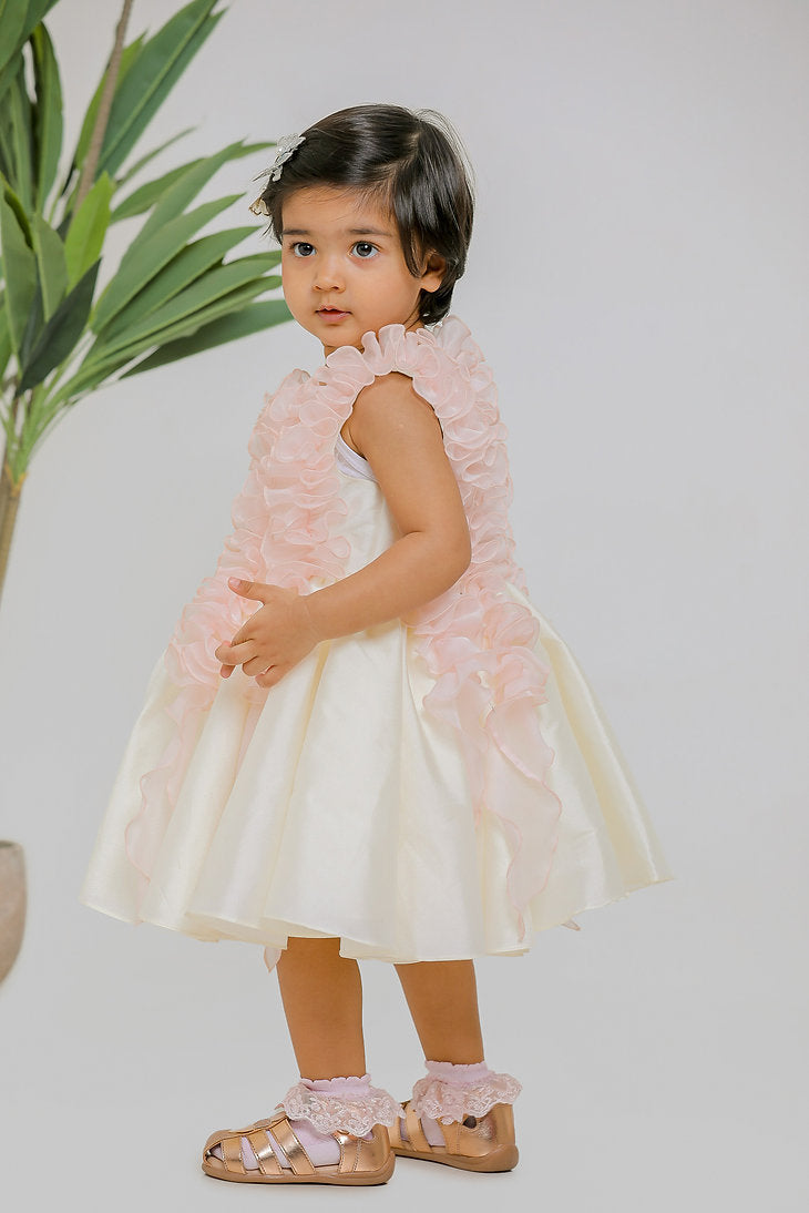 White Pink Ruched Dress