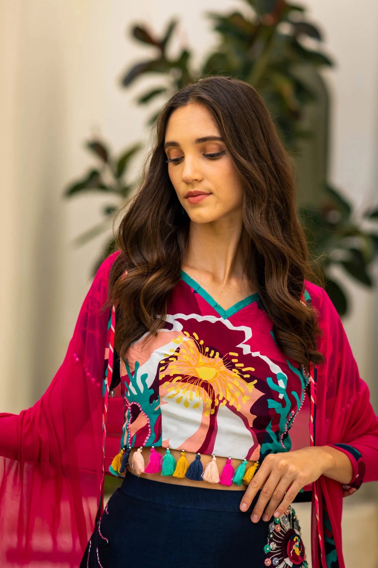 Printed Embroidered Lehenga Set
