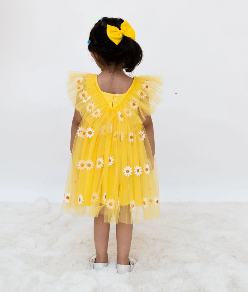 Yellow Bloom Net Dress