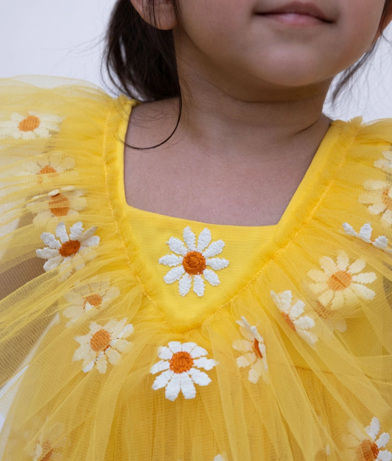 Yellow Bloom Net Dress