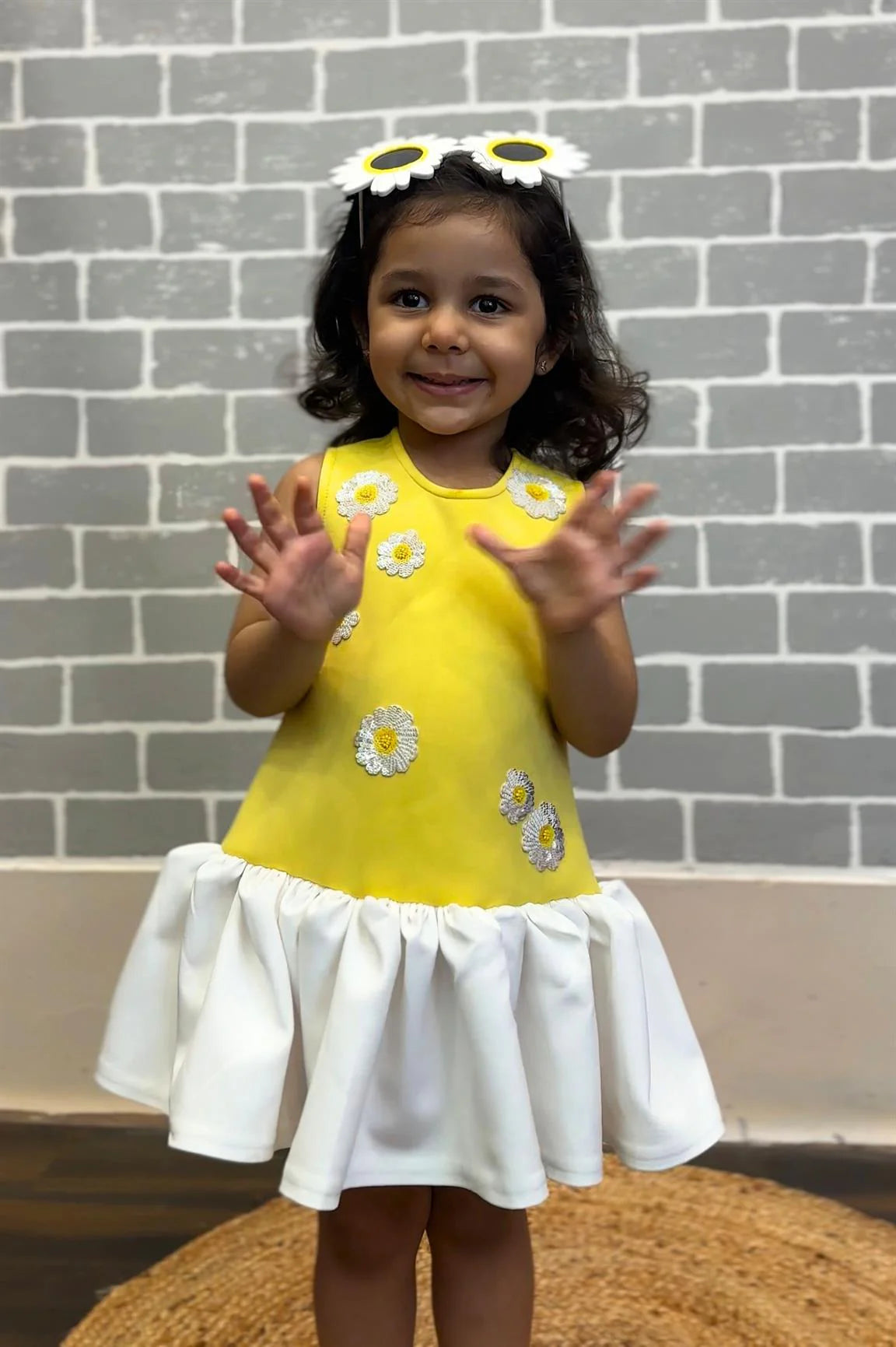 Yellow White Seq Dress