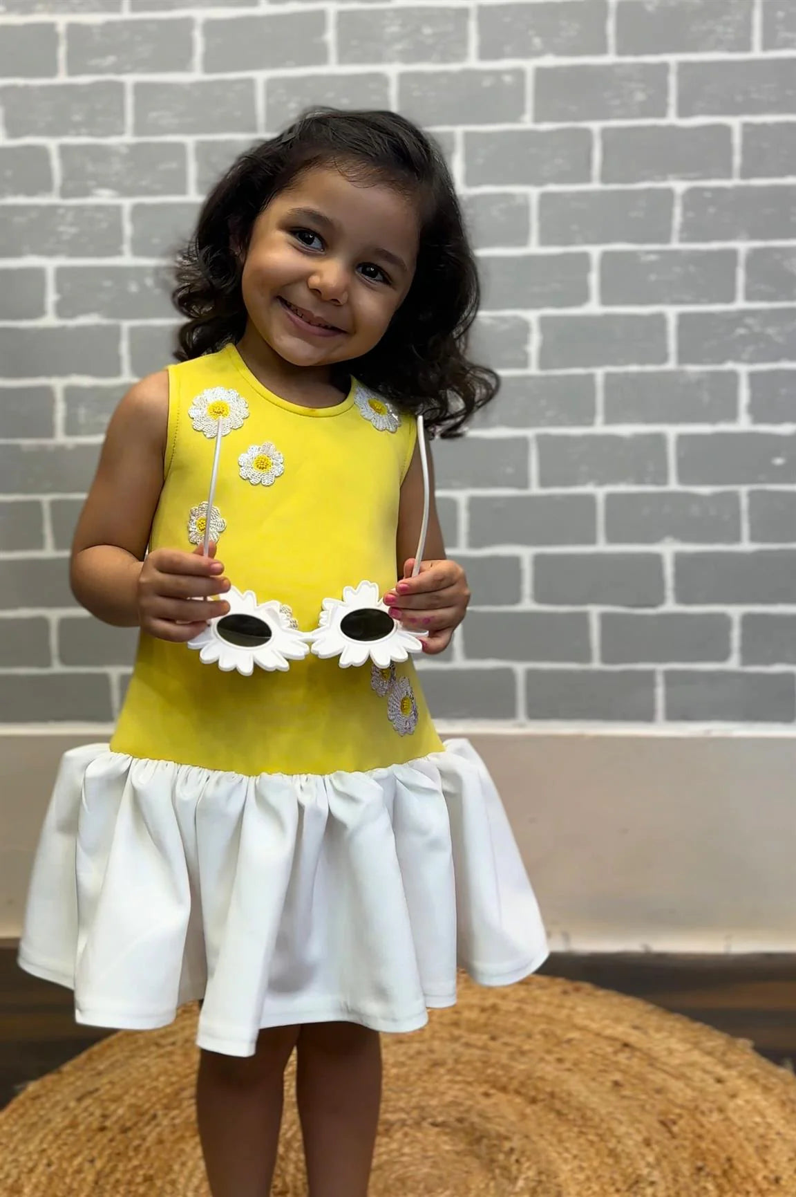 Yellow White Seq Dress