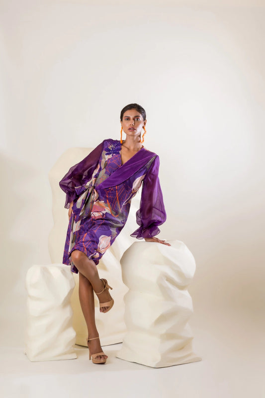 Printed Wrap-Around Dress