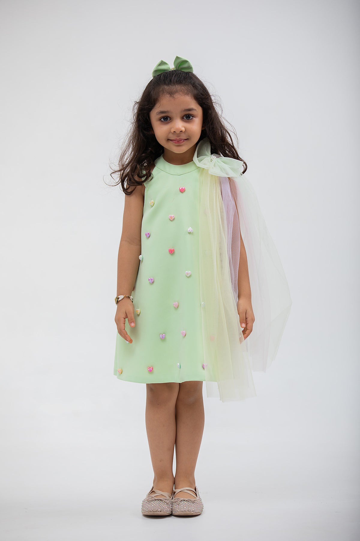 Green Heart Dress with a Bow