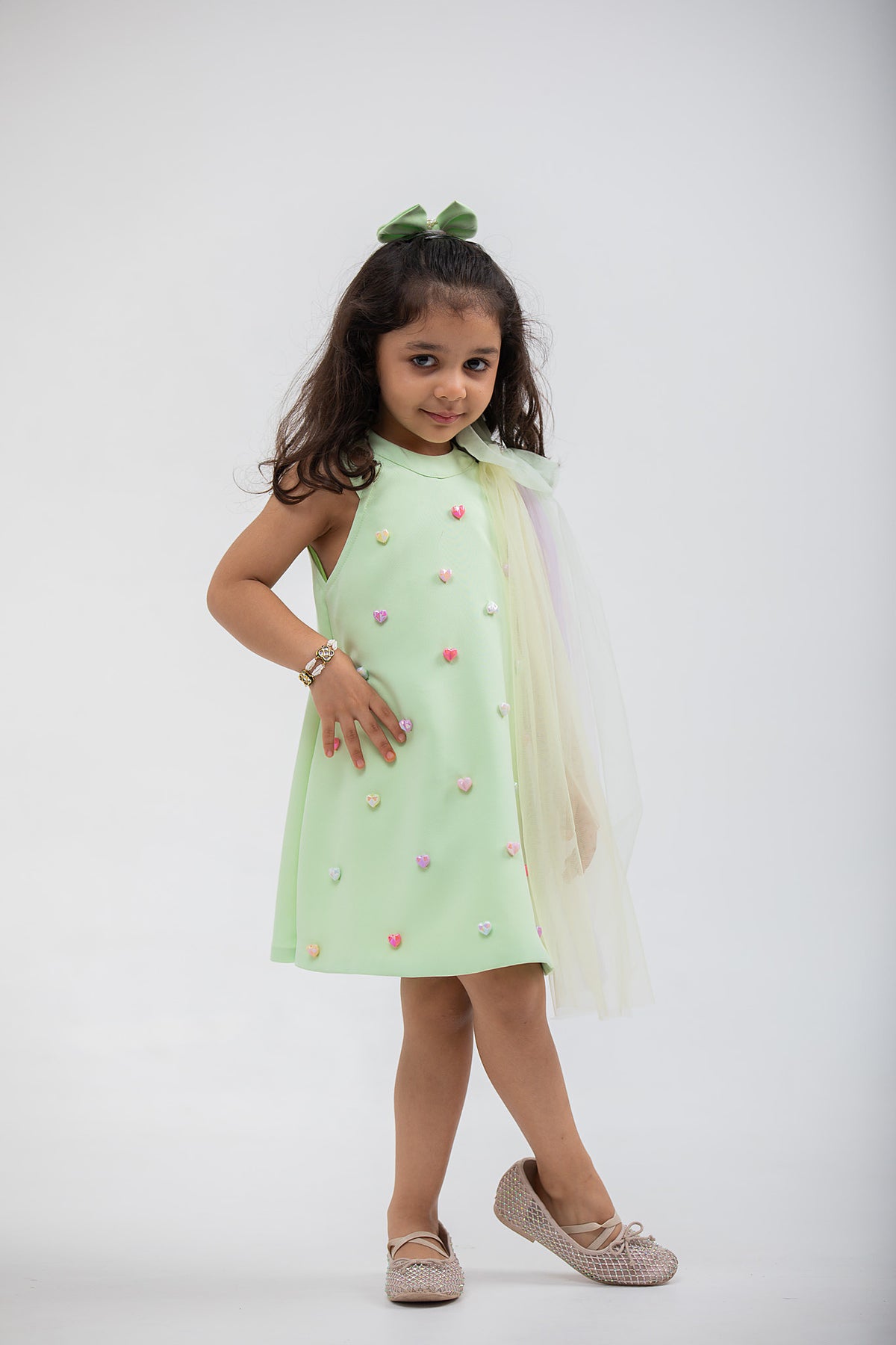 Green Heart Dress with a Bow