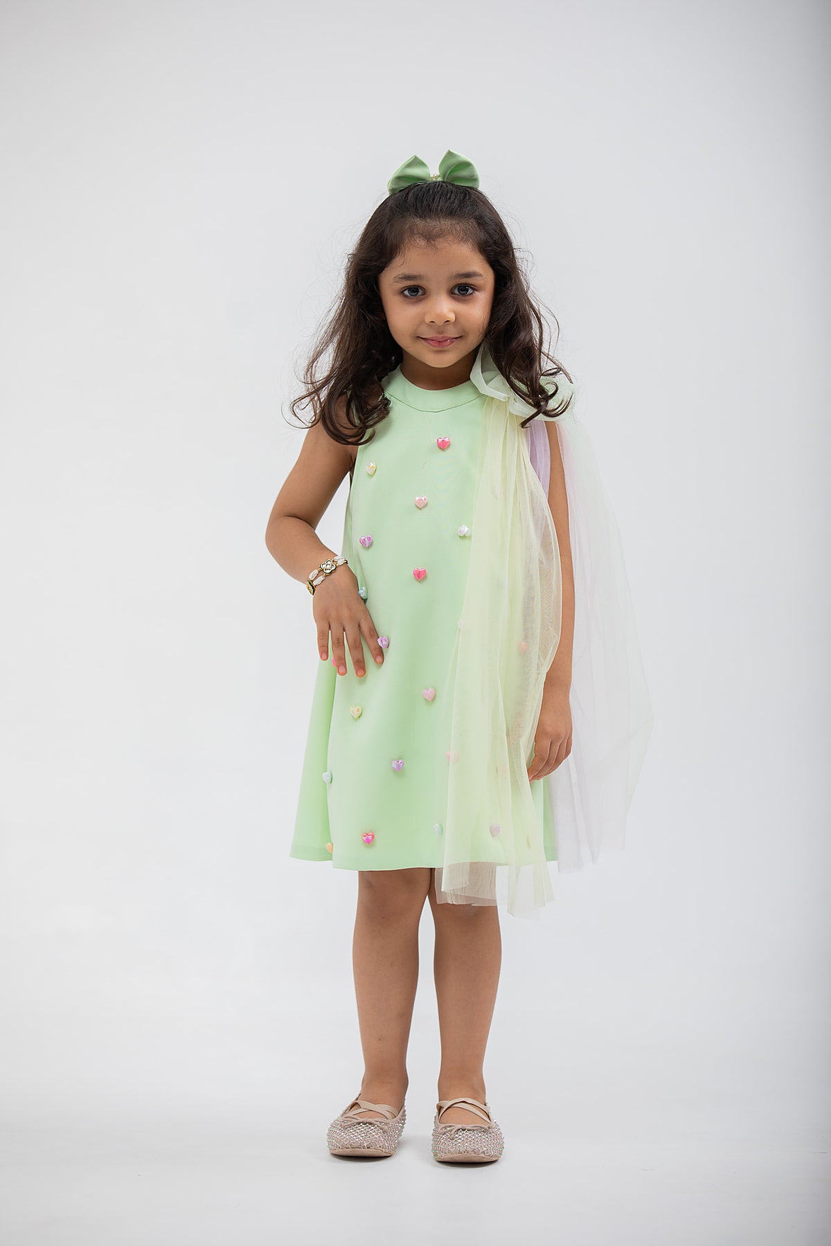 Green Heart Dress with a Bow