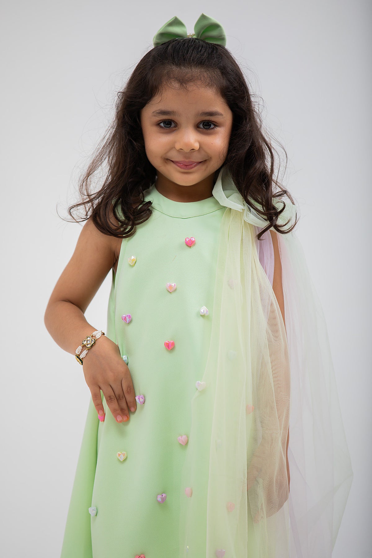 Green Heart Dress with a Bow