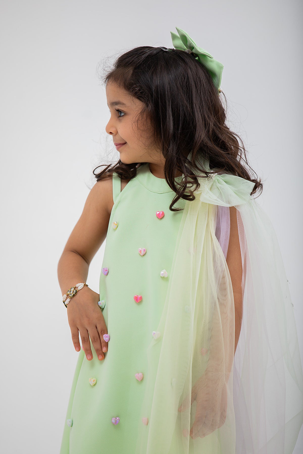 Green Heart Dress with a Bow