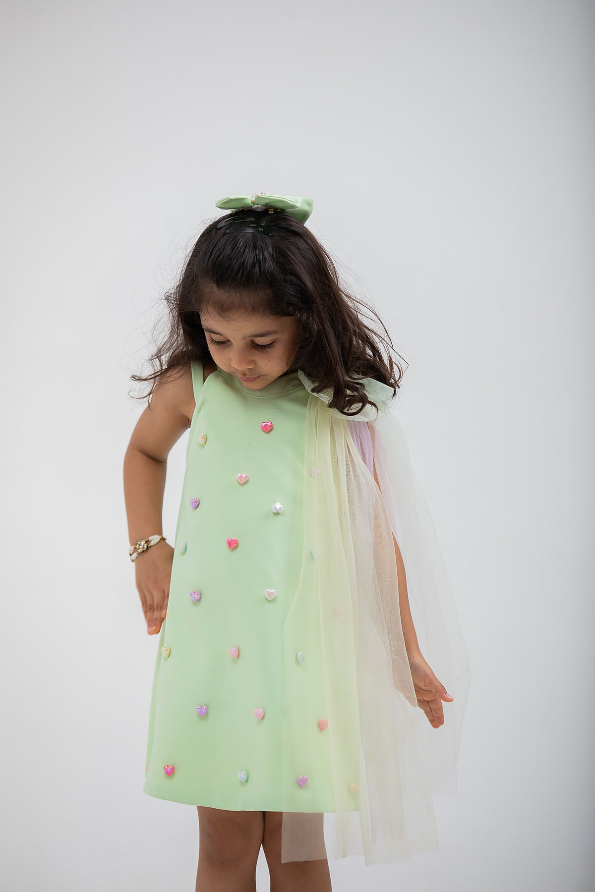Green Heart Dress with a Bow