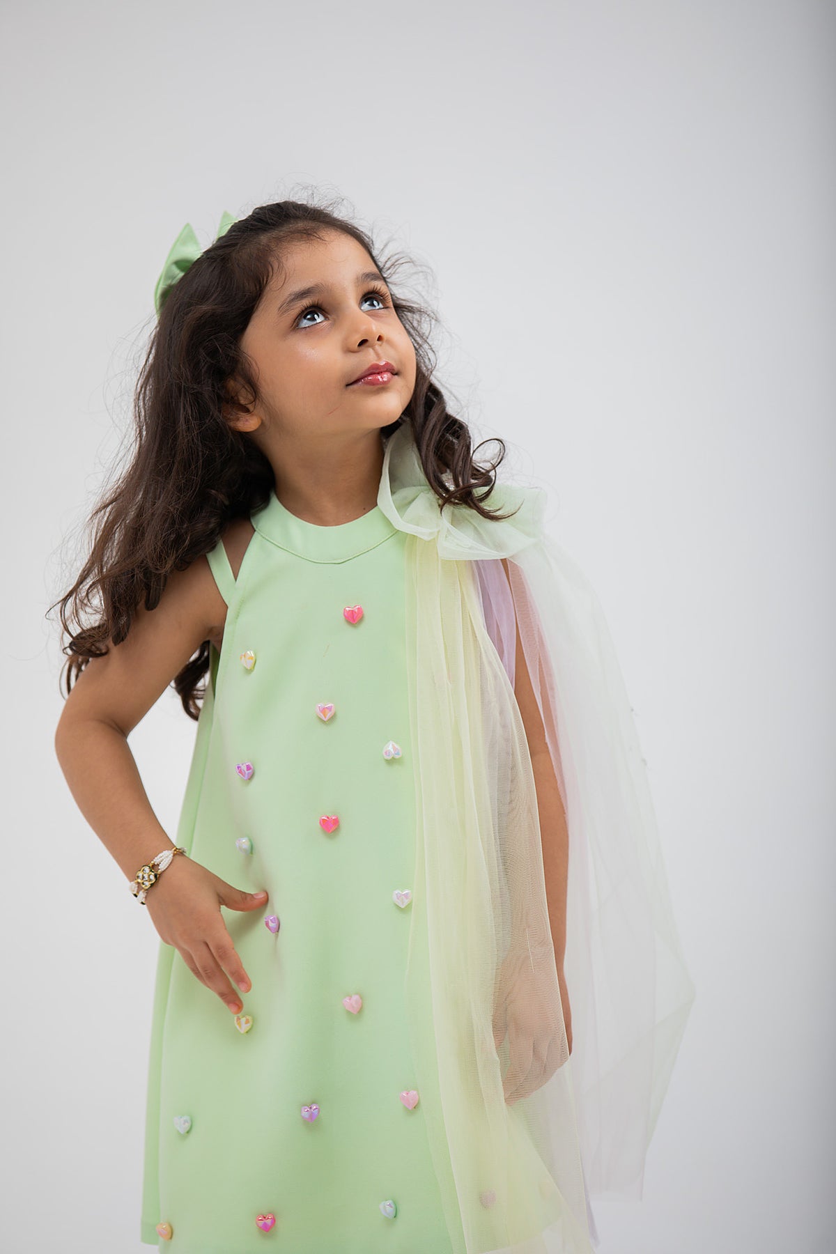 Green Heart Dress with a Bow