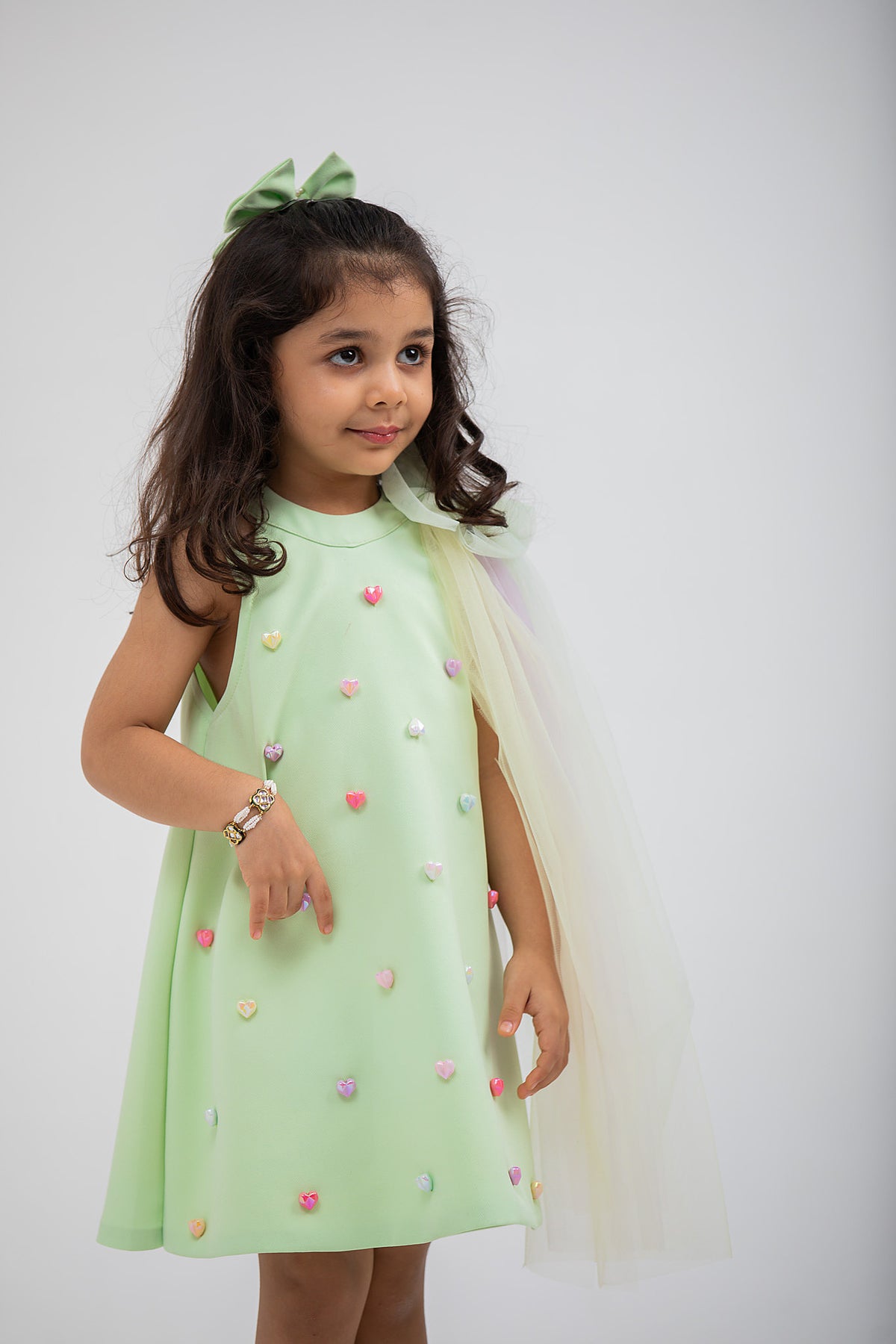 Green Heart Dress with a Bow