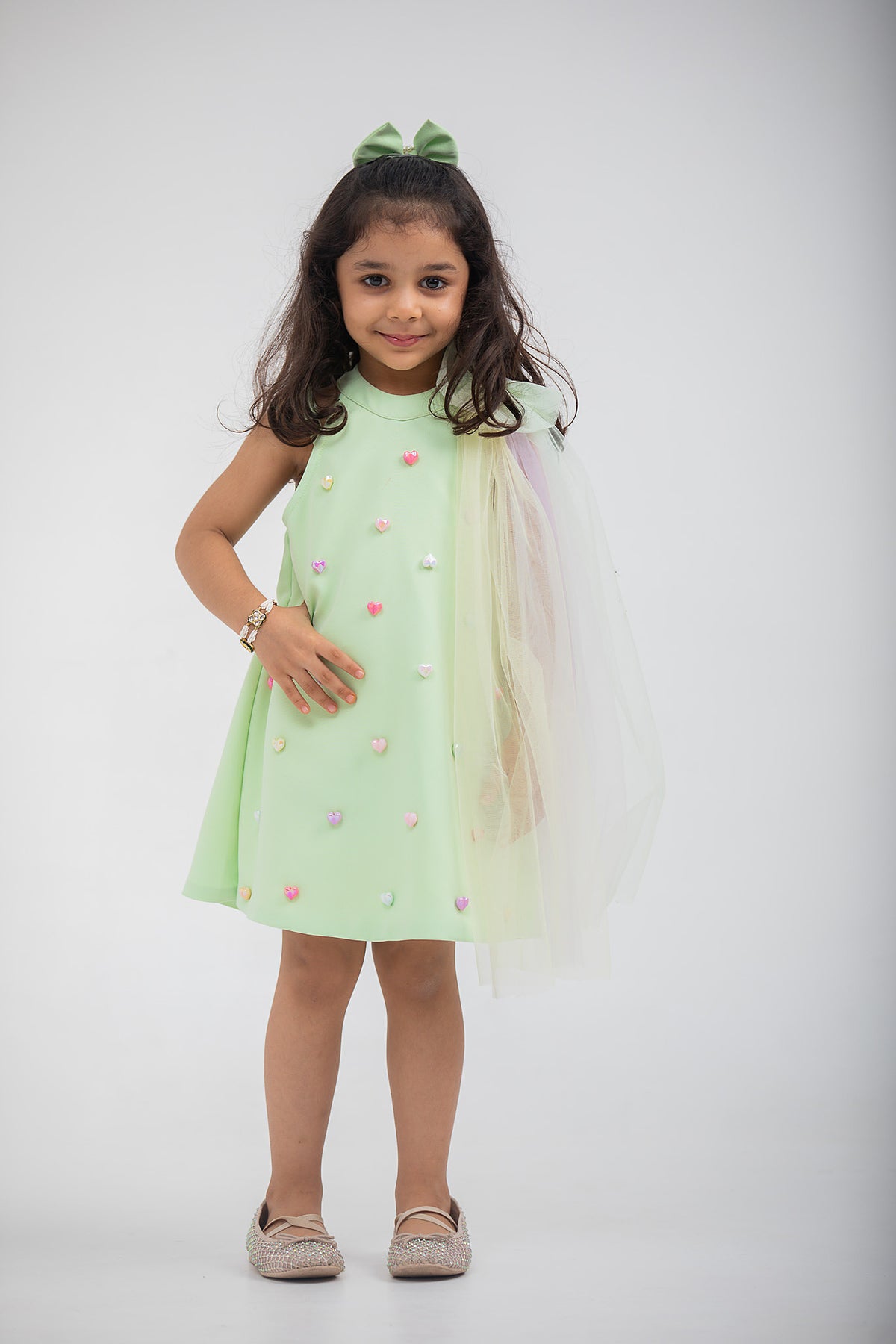 Green Heart Dress with a Bow