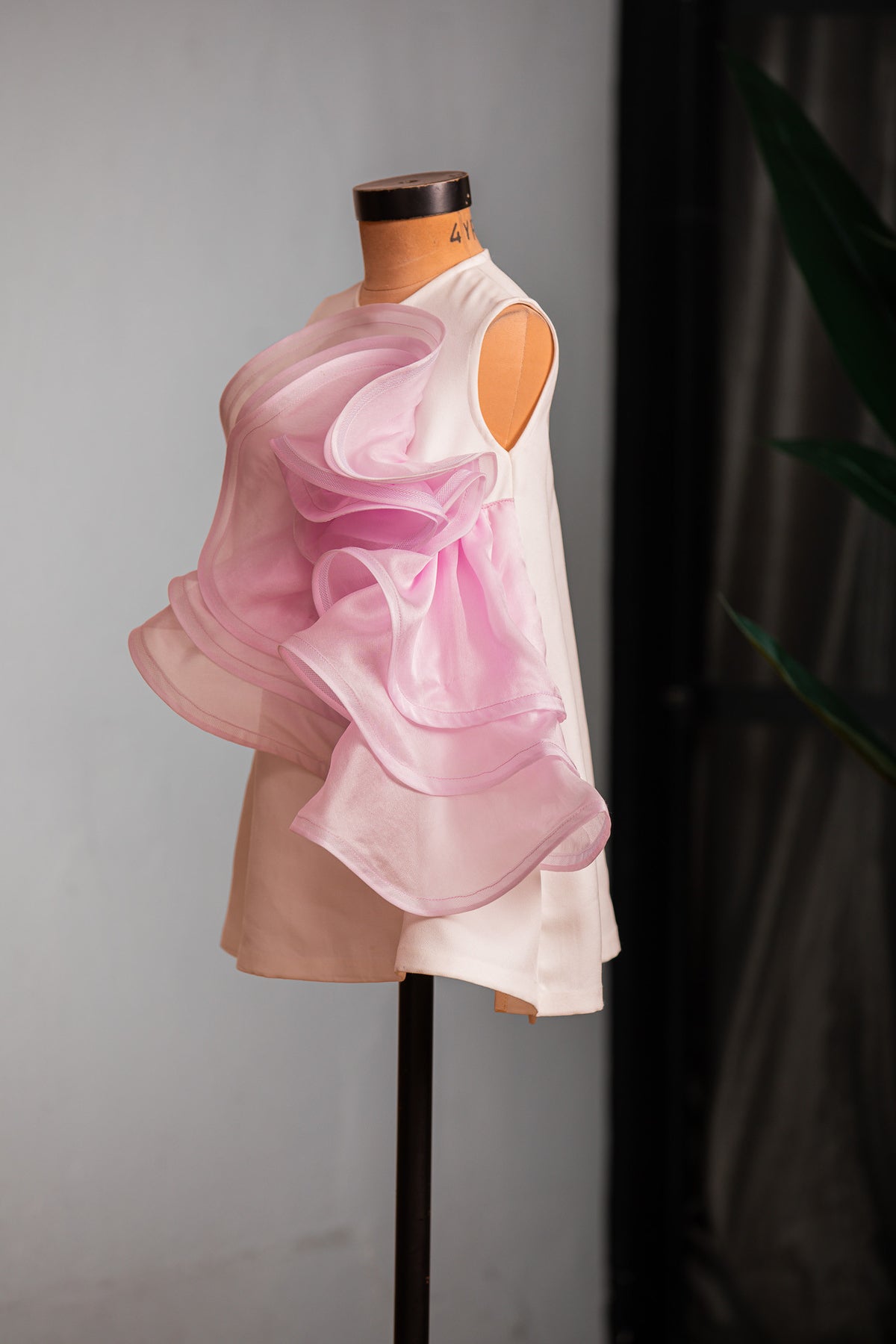 White Lilac Beautiful Draped Ruffles Dress