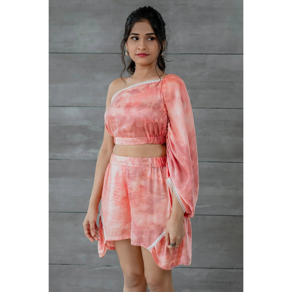 Blaire Peach One-shoulder Blouse