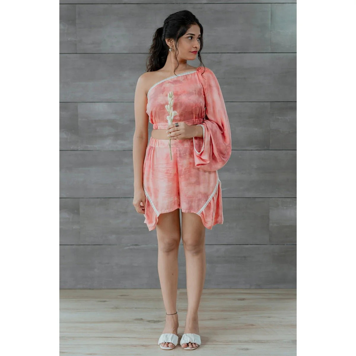 Blaire Peach One-shoulder Blouse
