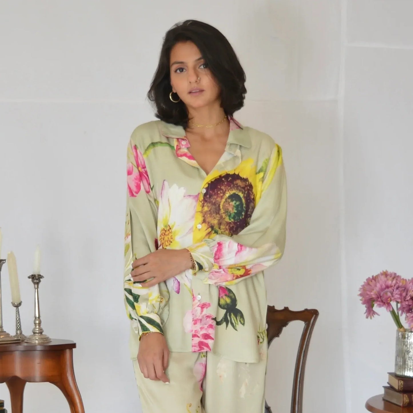 Ella Puffed Sleeves Long Shirt