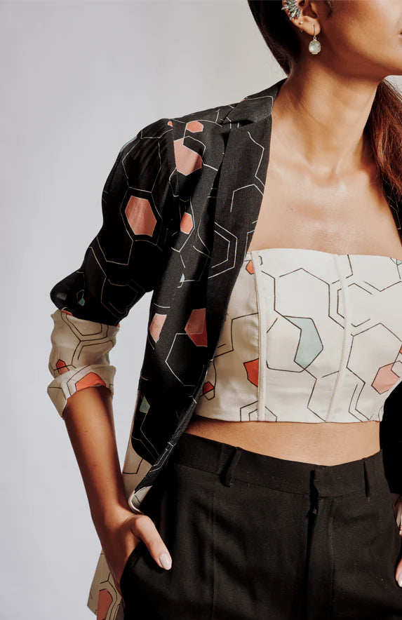 B/W Three Piece Blazer Set
