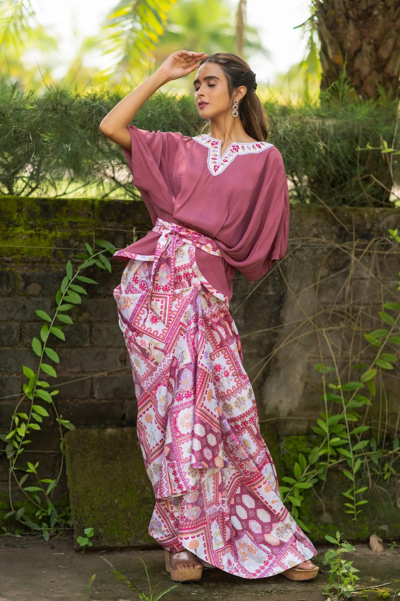 Draped Peplum Top & Skirt