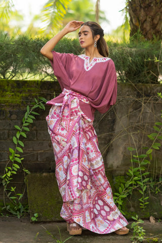 Draped Peplum Top & Skirt