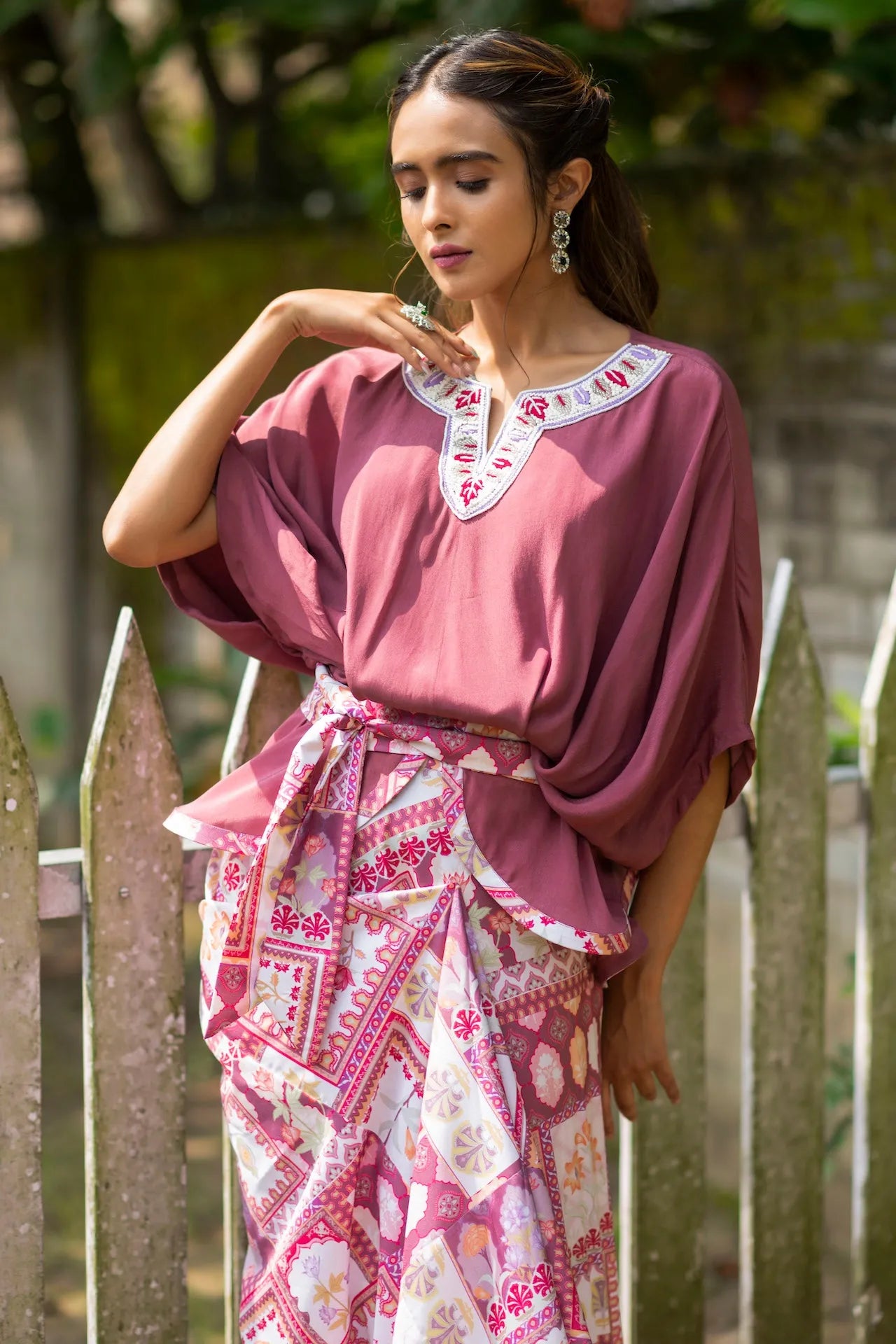 Draped Peplum Top & Skirt