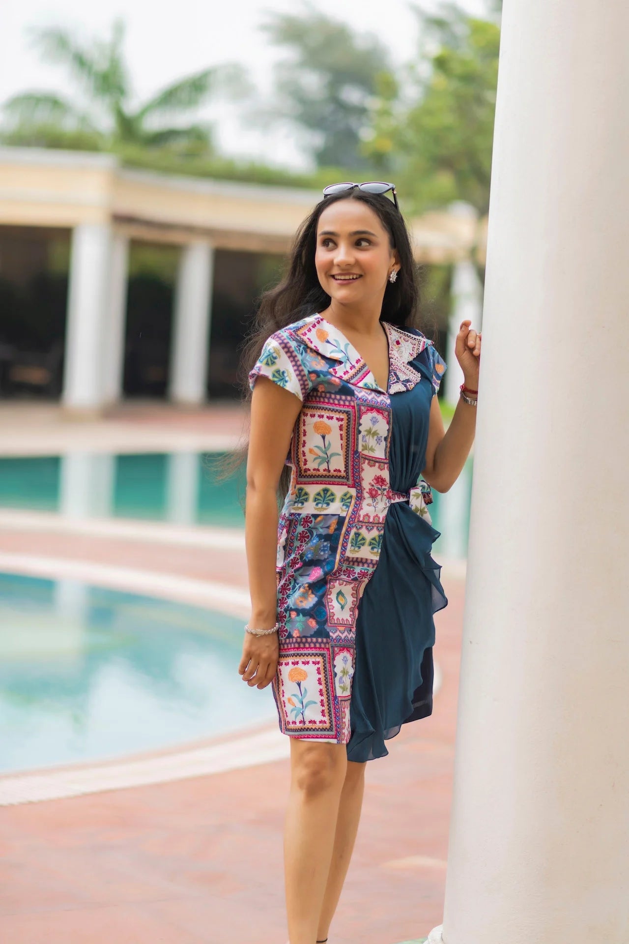 Printed Short Patchwork Dress