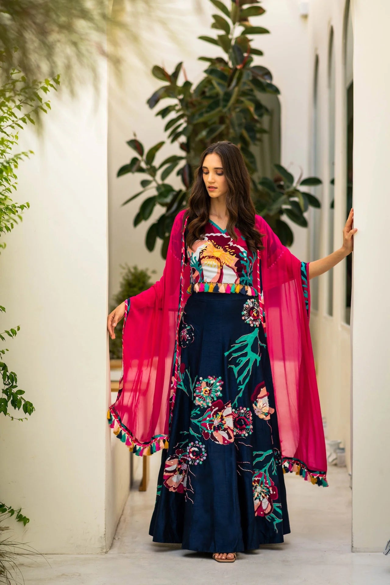 Printed Embroidered Lehenga Set