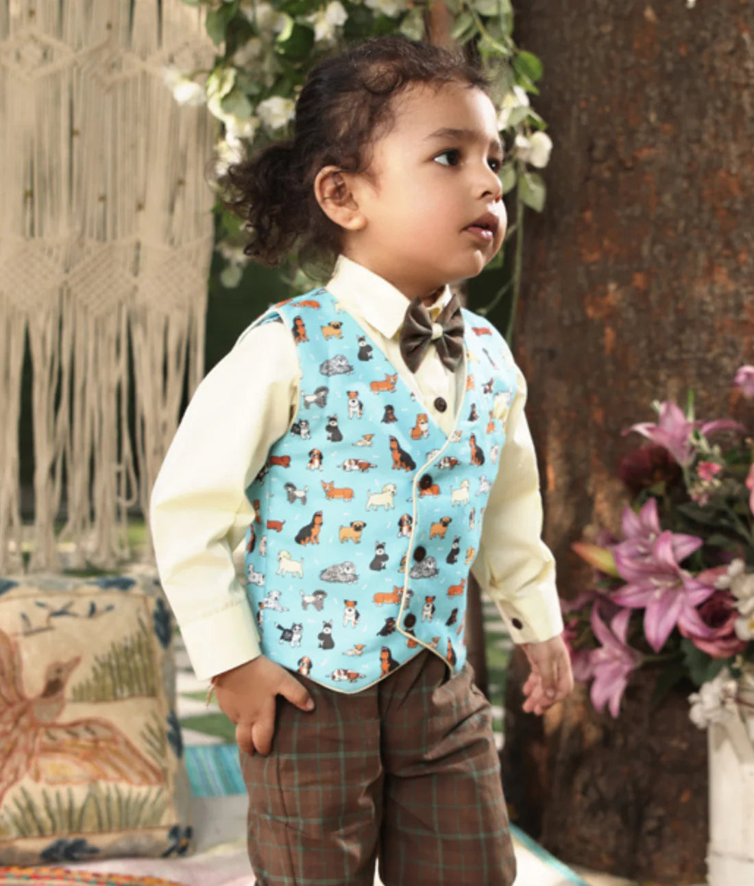 Animal Print Waistcoat Set for Boys