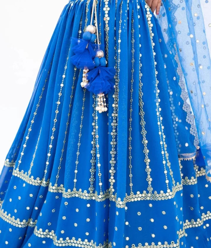 Blue Embroidered Lehenga Set