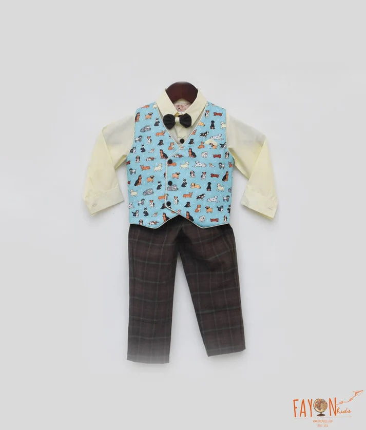 Animal Print Waistcoat Set for Boys