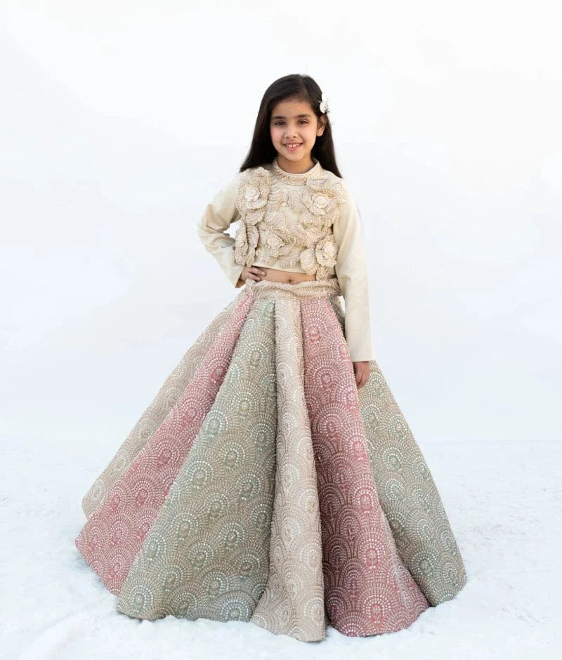 Golden Embroidered Lehenga Set