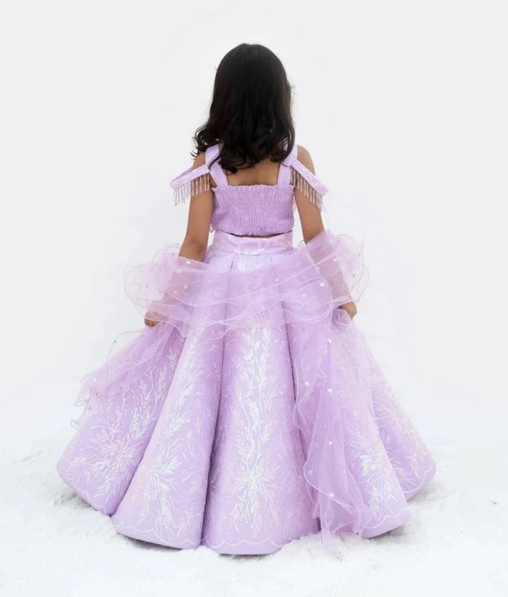 Lilac Embroidered Lehenga Set