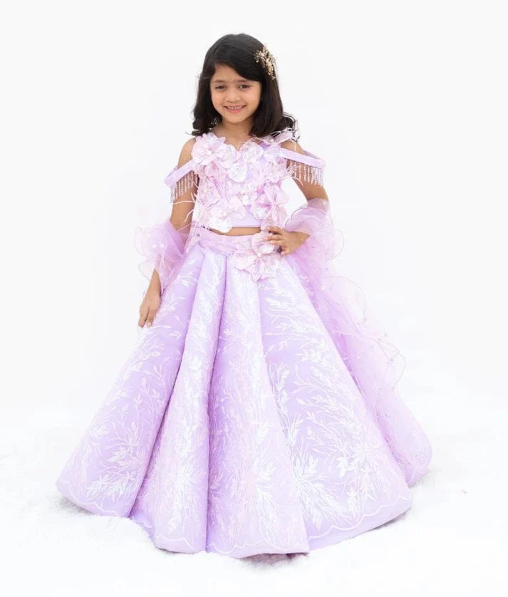 Lilac Embroidered Lehenga Set