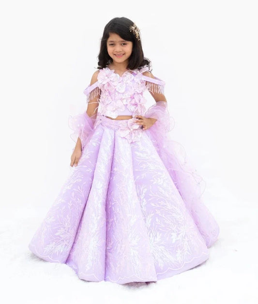 Lilac Embroidered Lehenga Set
