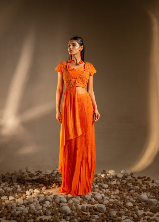 Mermaid Skirt with Embroidered Crop Top