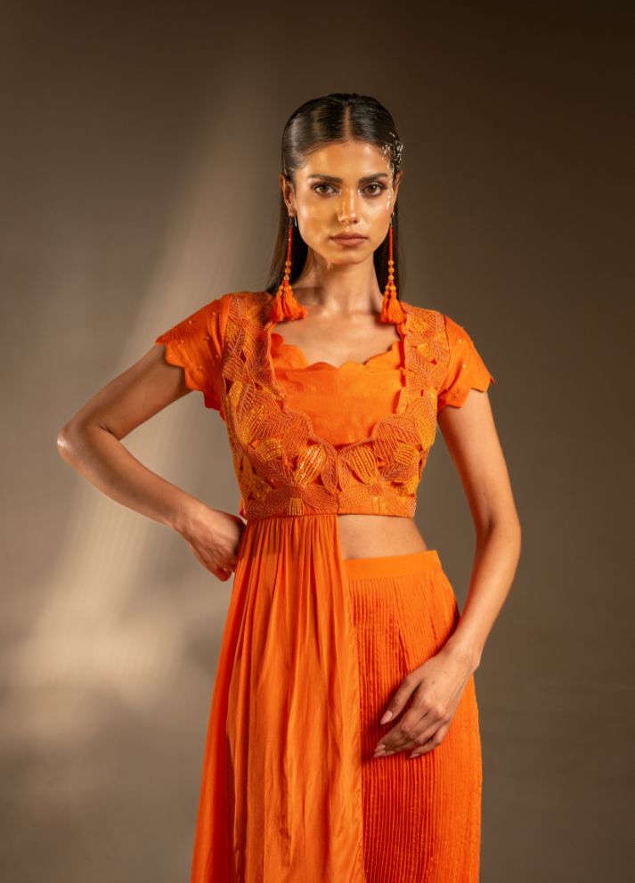 Mermaid Skirt with Embroidered Crop Top