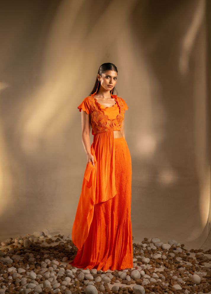 Mermaid Skirt with Embroidered Crop Top