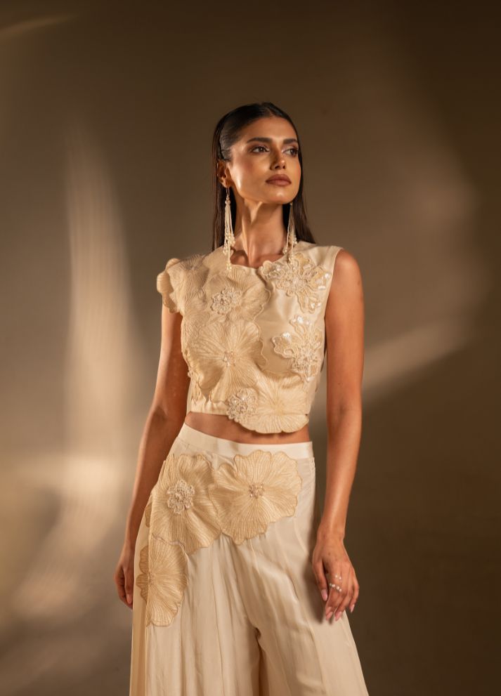 Palazoo with Applique Crop Top