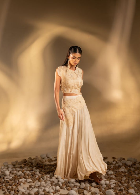 Palazoo with Applique Crop Top