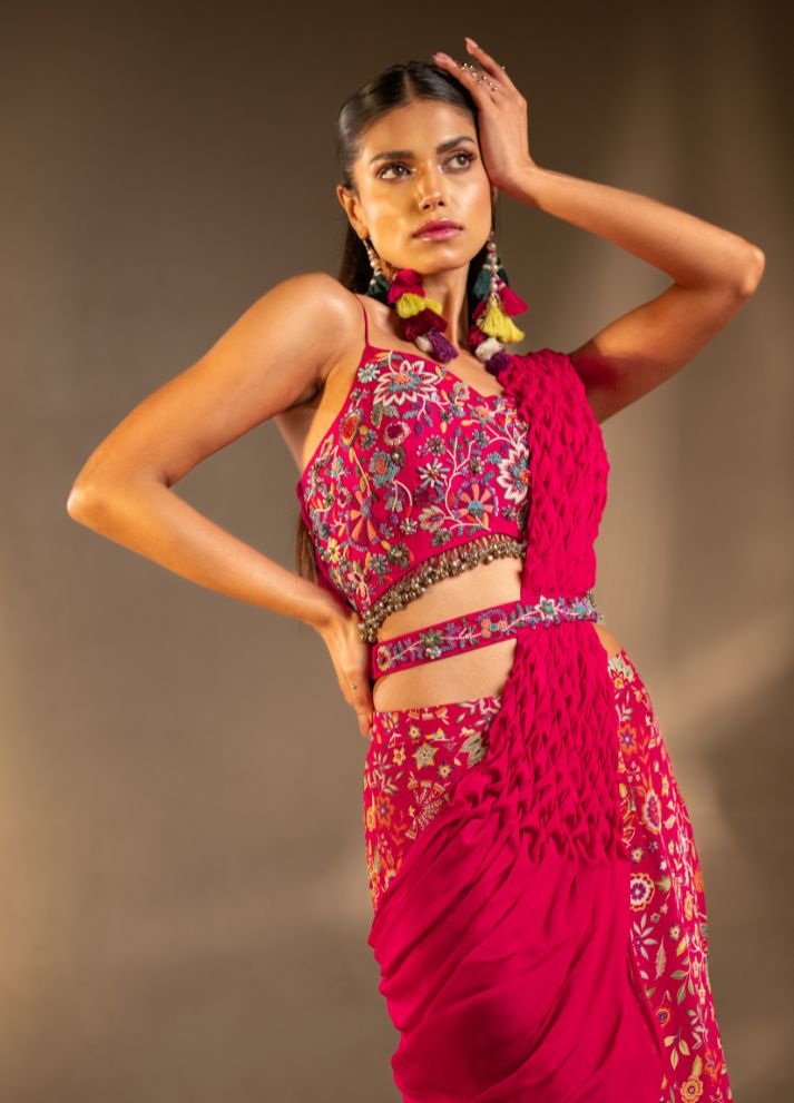 Fish Tail Skirt with Blouse and Origami Dupattah