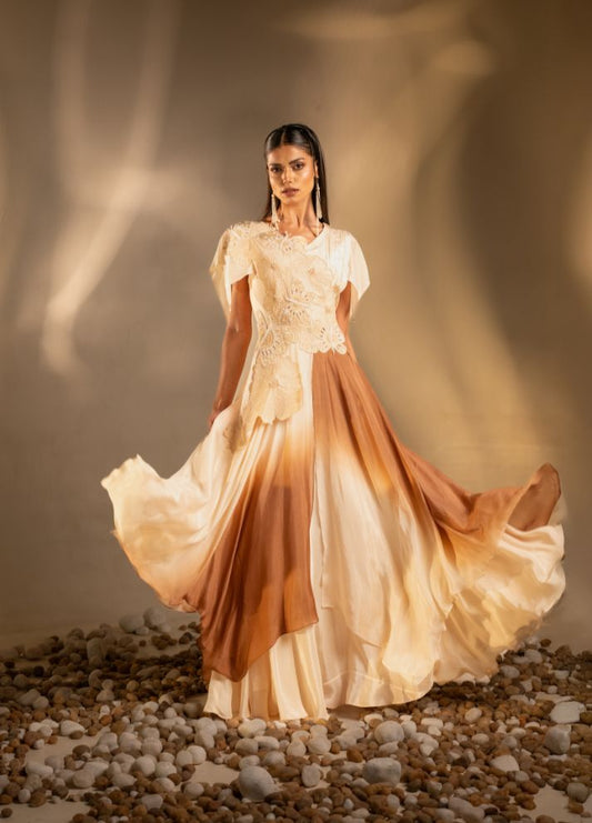 Butterfly Floral Ombre Gown