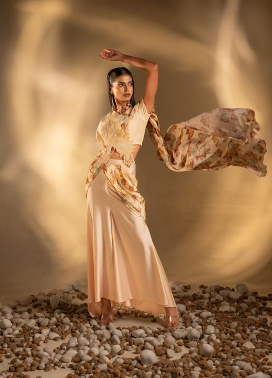 Saree Pant with 3-d Applique