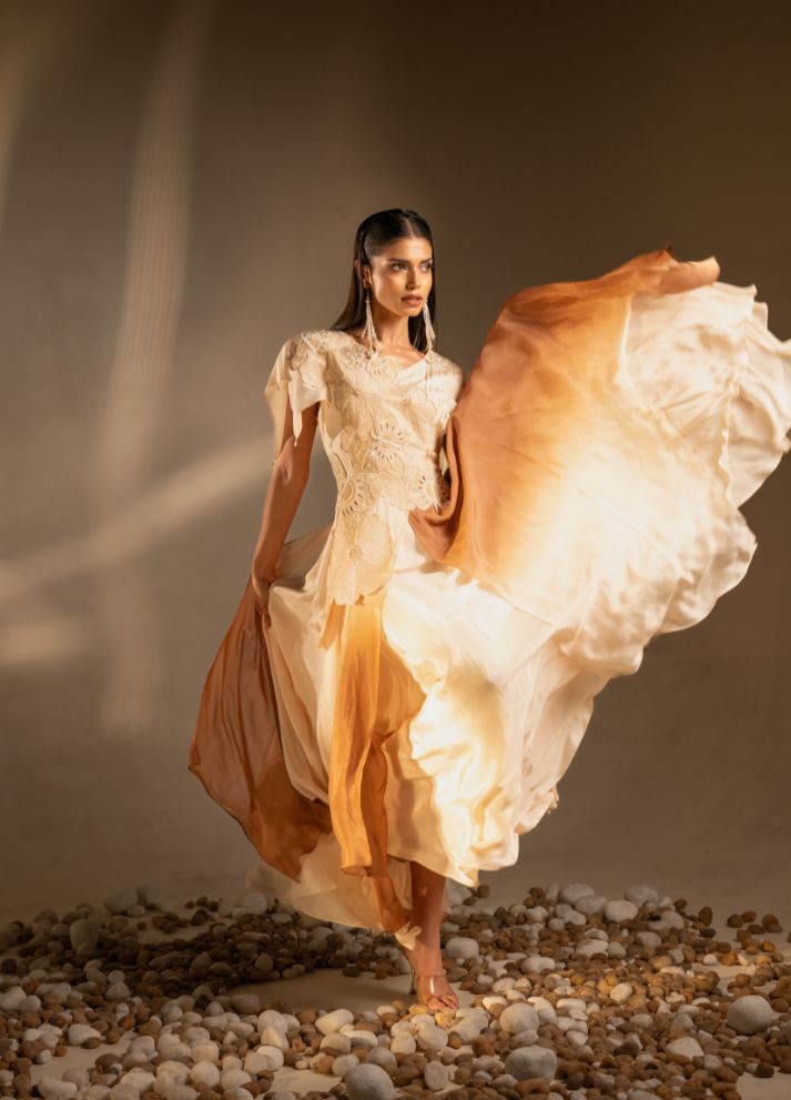 Butterfly Floral Ombre Gown