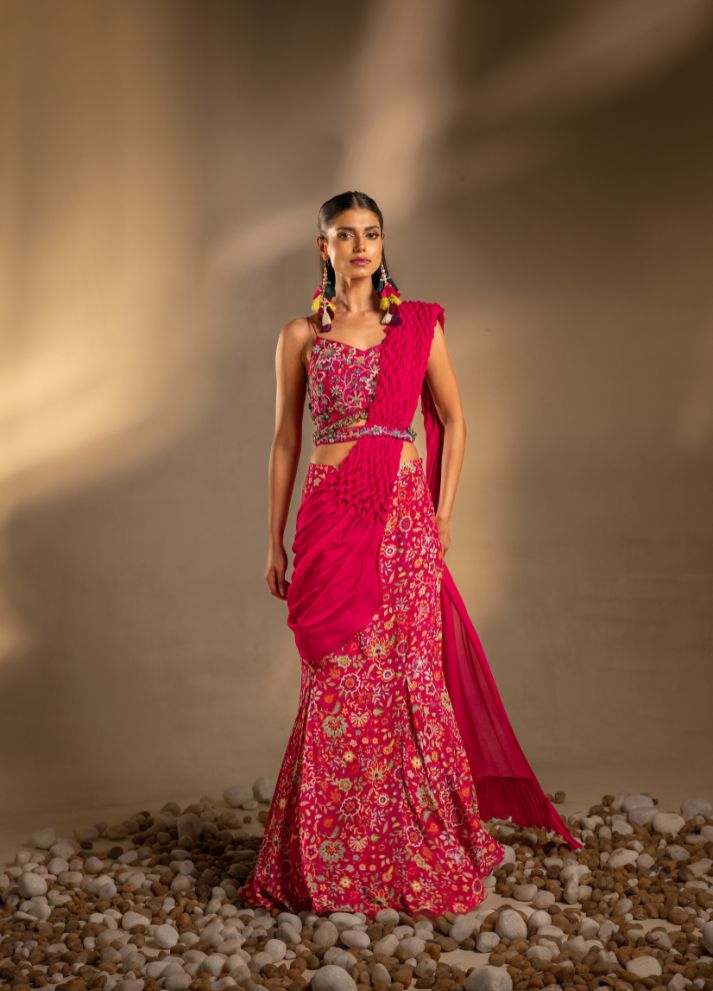 Fish Tail Skirt with Blouse and Origami Dupattah