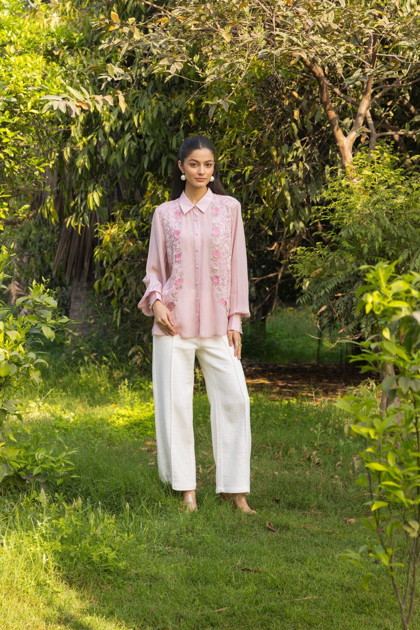 Iris French Lace Satin Shirt