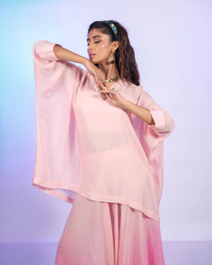Cherry Blossom Ombre Draped Pant Set