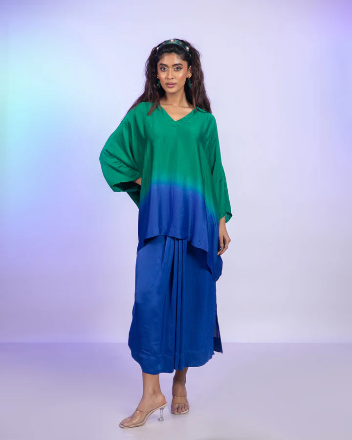 Terra Ombre Draped Skirt Set