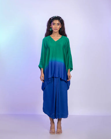 Terra Ombre Draped Skirt Set